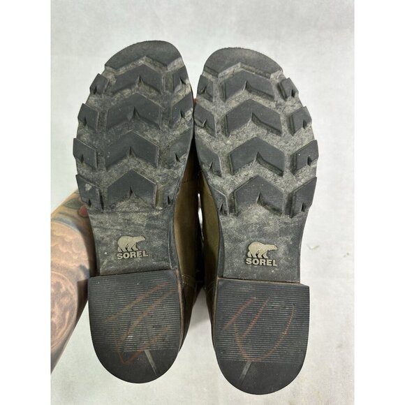 Sorel Emelie Conquest Combat Waterproof Brown Army Green Boots Womens 11 Read - Picture 7 of 7